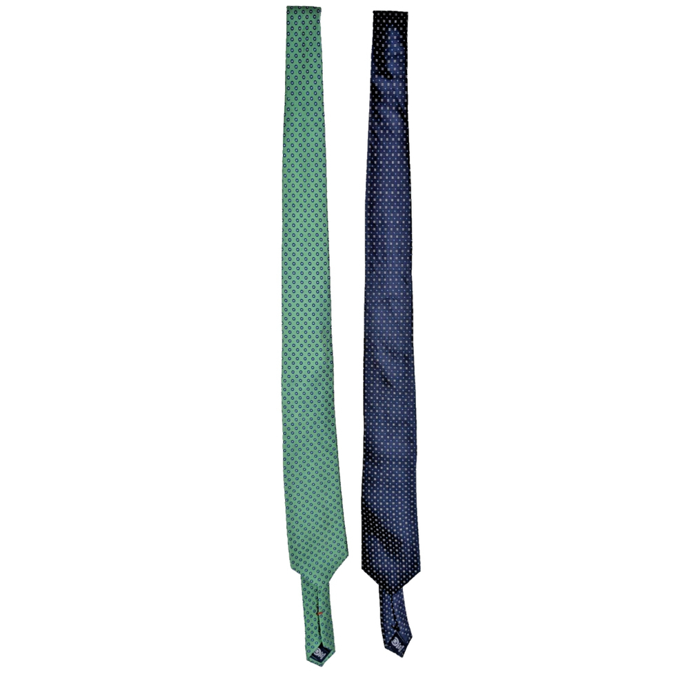 Lot Of 2 Chaps Ralph Lauren Men's Silk Ties Blue Green Vintage Classic Preppy
